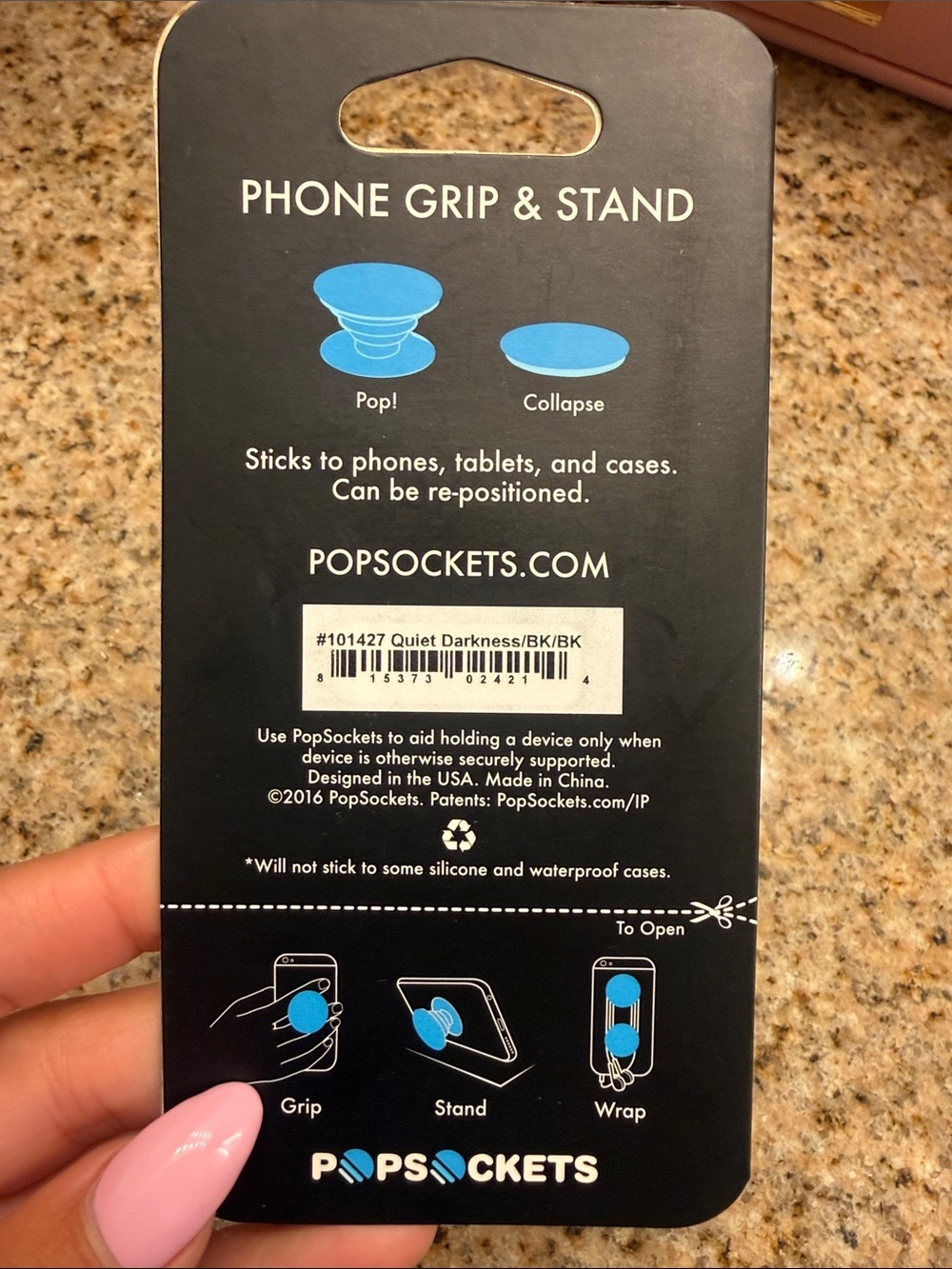 NWT 🏷️ | POPSOCKETS | Quiet Darkness Black and White | Phone Grip & Stand - Picture 2 of 3